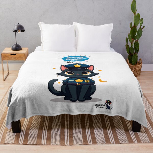Item preview, Staying Pawsitive On Patrol Black Cat Police Art designed and sold by Black Cat Merch Company.