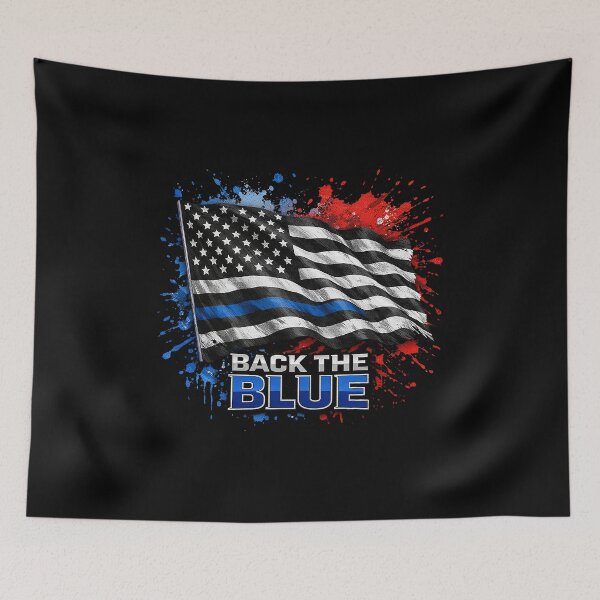 Item preview, Back the Blue Thin Blue Line Flag – Police Support Patriotic Design designed and sold by The Bearded Embroiderer.