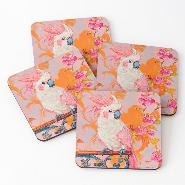 Item preview, Preppy Cockatoo in pink and orange designed and sold by SophieClimaArt.