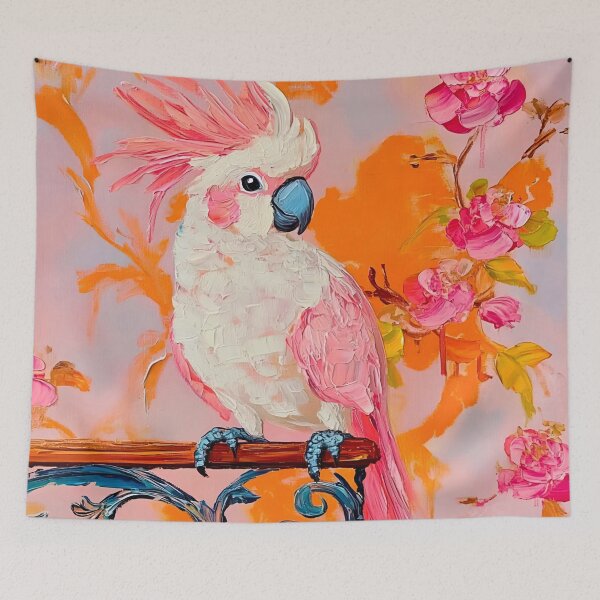Item preview, Preppy Cockatoo in pink and orange designed and sold by SophieClimaArt.