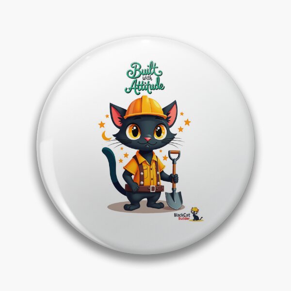 Item preview, Black Cat Construction Worker Illustration designed and sold by Black Cat Merch Company.