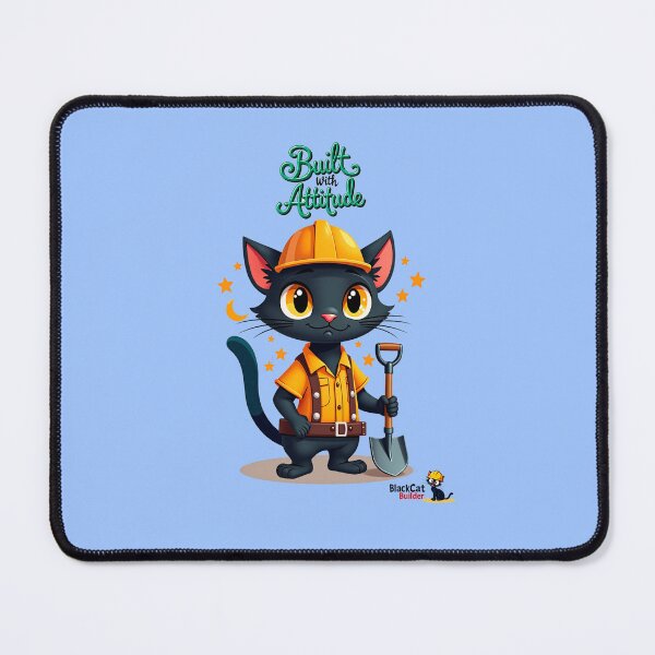 Item preview, Black Cat Construction Worker Illustration designed and sold by Black Cat Merch Company.