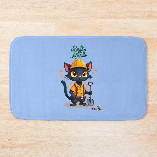 Item preview, Black Cat Construction Worker Illustration designed and sold by Black Cat Merch Company.