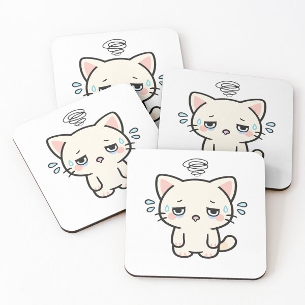 Item preview, Tired Cat Sticker – Cute Kawaii Cat Aesthetic designed and sold by TinyEmotionCo.