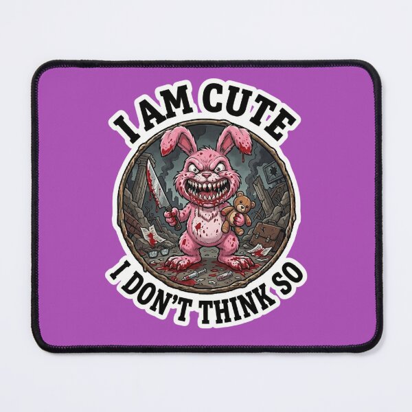 Item preview, I Am Cute I Don't Think So Psycho Pink Bunny Rabbit Sticker designed and sold by Bug by Design.