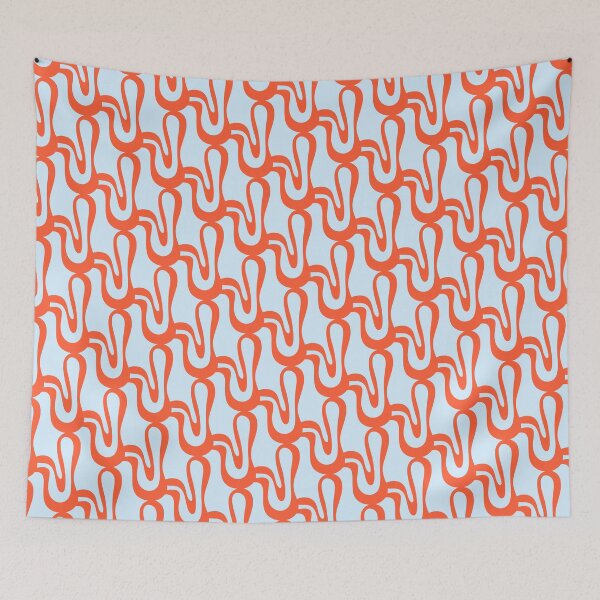 Item preview, Pop Wiggle Contemporary Abstract Pattern in Ice Blue and Persimmon Orange designed and sold by kierkegaard.