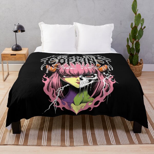 Item preview, Bubblegum Death - Horned Skull Retro Anime Girl designed and sold by CoffinsArt.