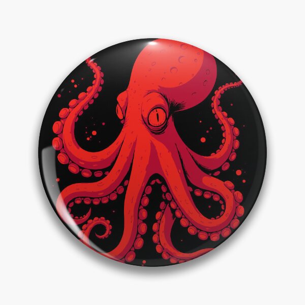 Item preview, Red octopus with glowing red eyes and suckers on its tentacles designed and sold by Good_Things.