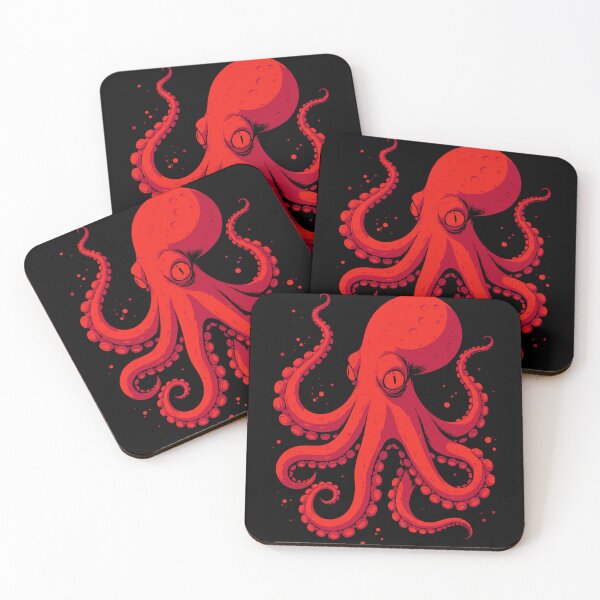 Item preview, Red octopus with glowing red eyes and suckers on its tentacles designed and sold by Good_Things.