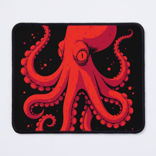 Item preview, Red octopus with glowing red eyes and suckers on its tentacles designed and sold by Good_Things.