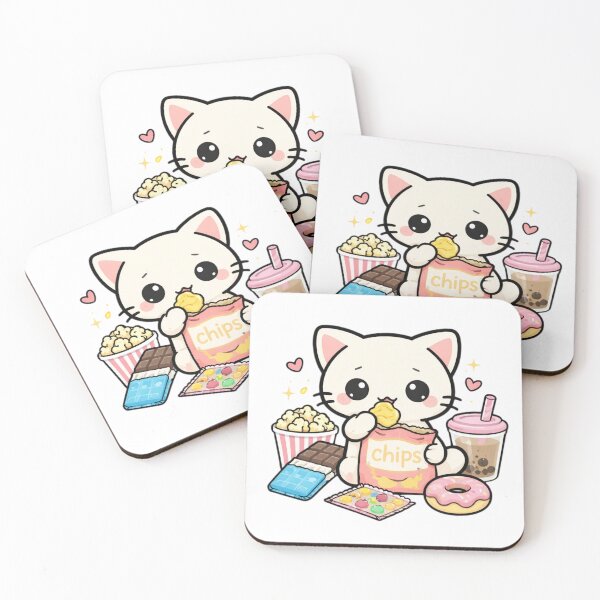 Artikelvorschau, Katzenaufkleber für Naschkatzen – Niedliche Kawaii-Katzenästhetik entworfen und verkauft von TinyEmotionCo.