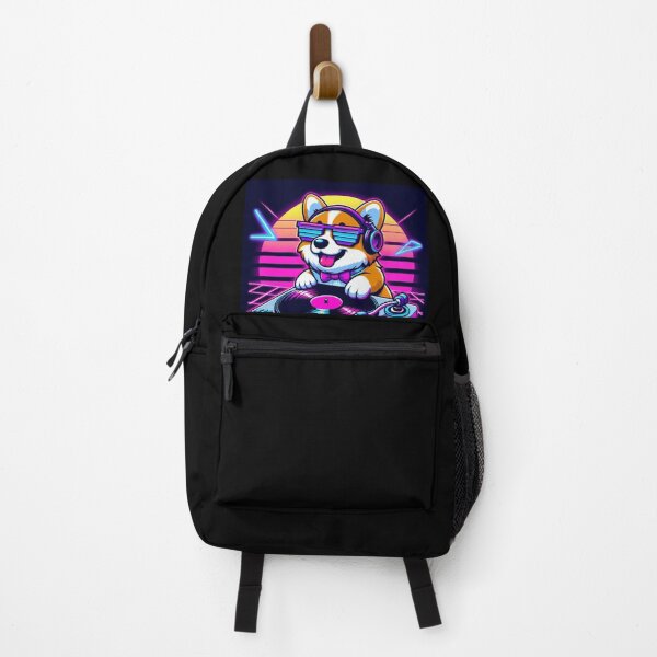 Item preview, Synthwave DJ Corgi Retro Neon Sunset designed and sold by crazygoose30.