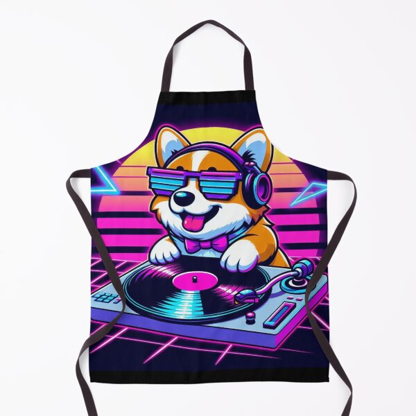 Item preview, Synthwave DJ Corgi Retro Neon Sunset designed and sold by crazygoose30.