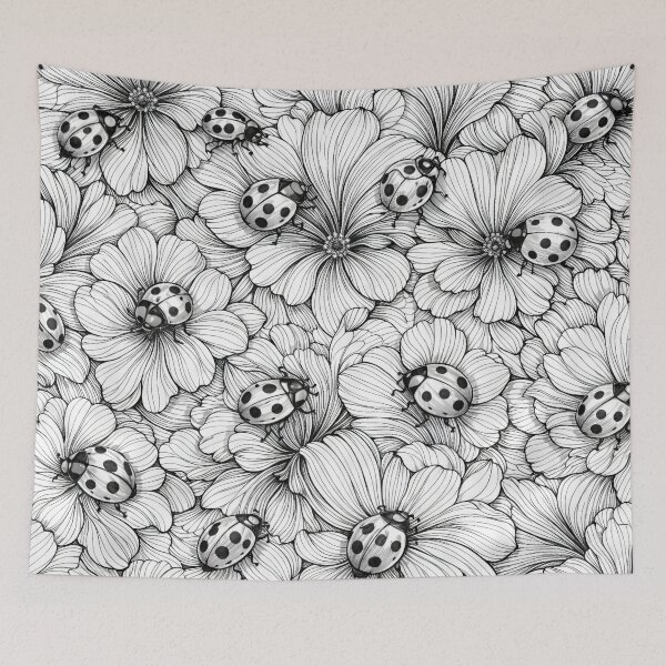Item preview, Flourish Stripped Ladybugs Petals Seamless Pattern designed and sold by scicilysimonee.