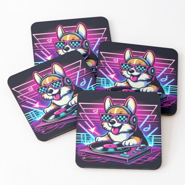 Item preview, Synthwave DJ Corgi Neon Retro designed and sold by crazygoose30.