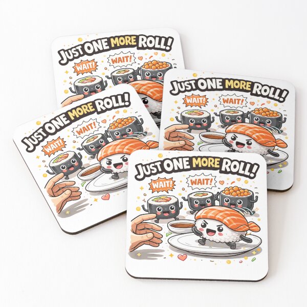 Item preview, Just One More Roll Funny Sushi Cartoon designed and sold by MarinaBlackArt.