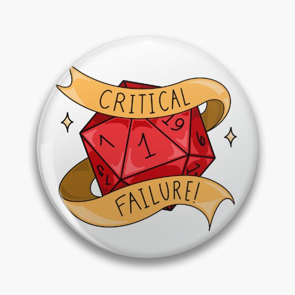 Item preview, Critical Failure Nat 1 Dungeons and Dragons D20 Dice designed and sold by Meg Vic Makes Art.