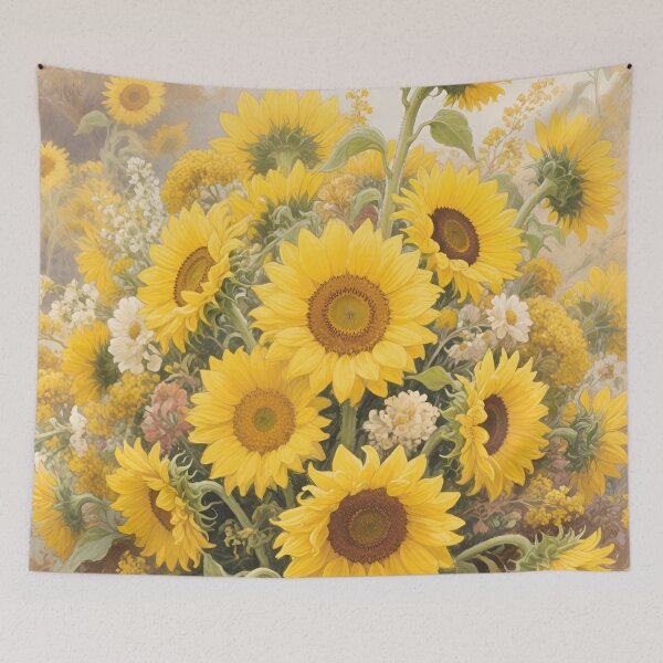 Item preview, Sunflower Bouquet Watercolor | August Birth Flower Botanical Floral Art  designed and sold by Debbie Schulte.