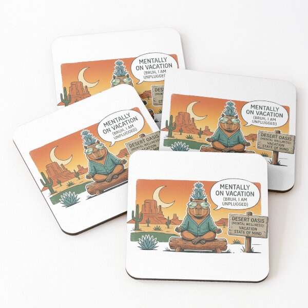 Item preview, Mentally On Vacation Desert Oasis – Funny Retro Capybara Unplugged designed and sold by Wear Sculpt.