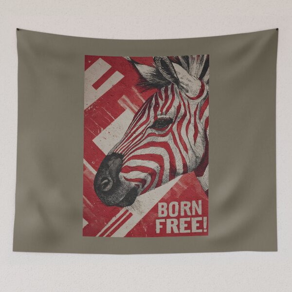 Item preview, Celebrate Wildlife Freedom with a Bold Zebra Face in Striking Red and Black Born Free Artwork designed and sold by OlfactoART Studio.
