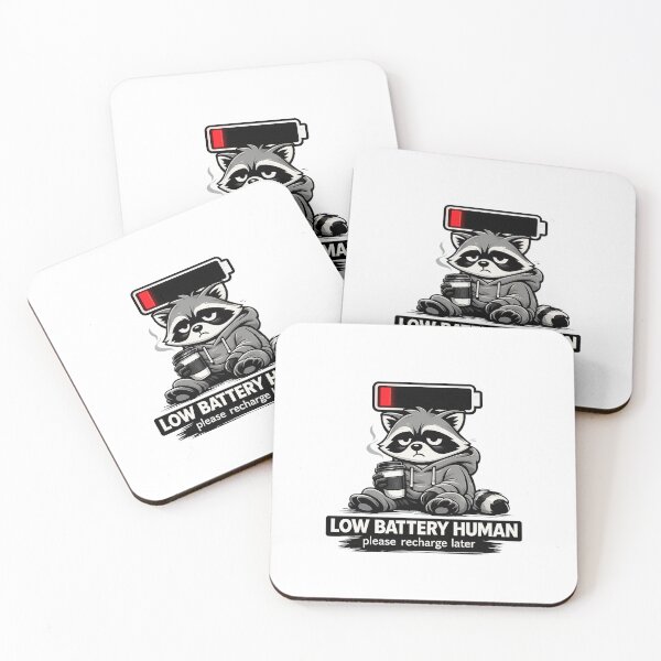 Item preview, Funny Low Battery Raccoon Cartoon Design designed and sold by Wolf Creator.