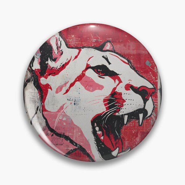 Item preview, Champion Wildlife Freedom with a Roaring Lion in Bold Red and White Born Free Campaign Art designed and sold by OlfactoART Studio.