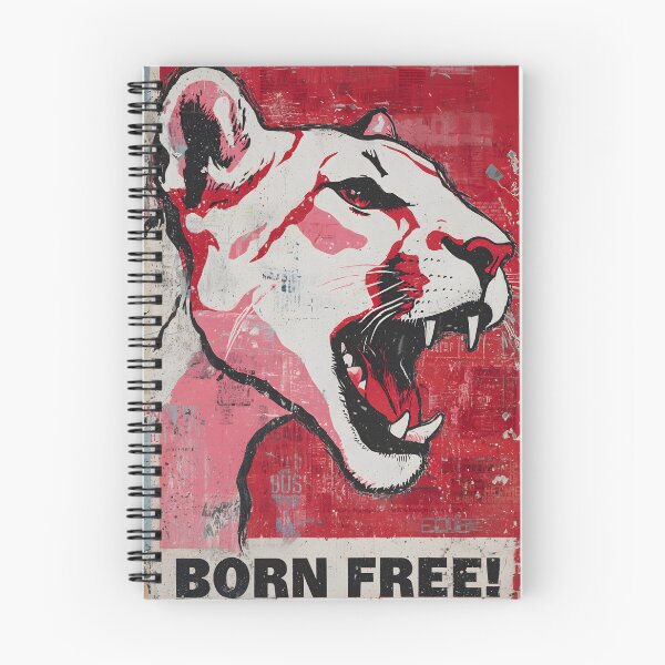 Item preview, Champion Wildlife Freedom with a Roaring Lion in Bold Red and White Born Free Campaign Art designed and sold by OlfactoART Studio.