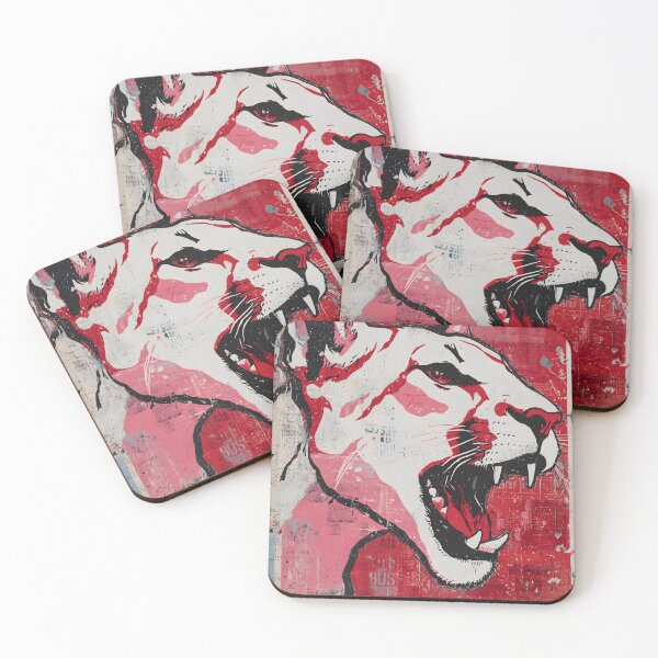 Item preview, Champion Wildlife Freedom with a Roaring Lion in Bold Red and White Born Free Campaign Art designed and sold by OlfactoART Studio.