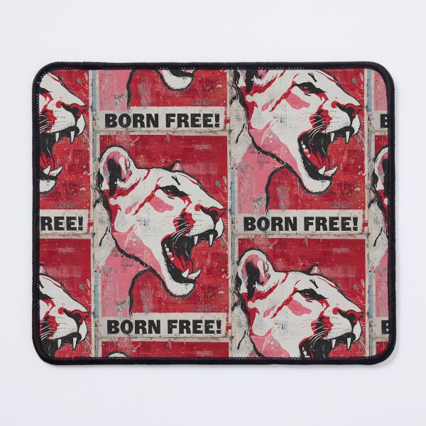 Item preview, Champion Wildlife Freedom with a Roaring Lion in Bold Red and White Born Free Campaign Art designed and sold by OlfactoART Studio.