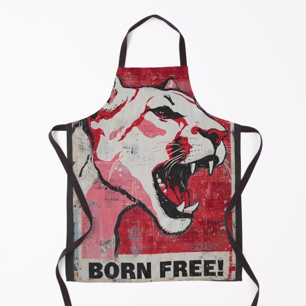 Item preview, Champion Wildlife Freedom with a Roaring Lion in Bold Red and White Born Free Campaign Art designed and sold by OlfactoART Studio.