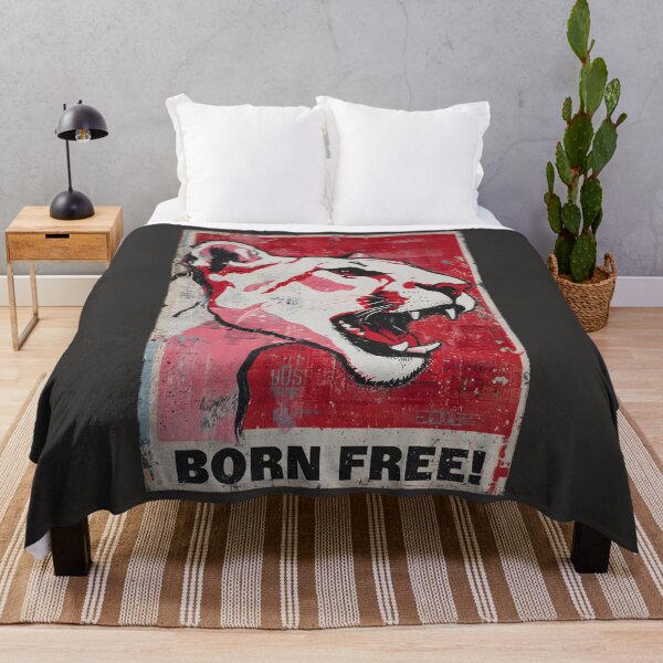 Item preview, Champion Wildlife Freedom with a Roaring Lion in Bold Red and White Born Free Campaign Art designed and sold by OlfactoART Studio.