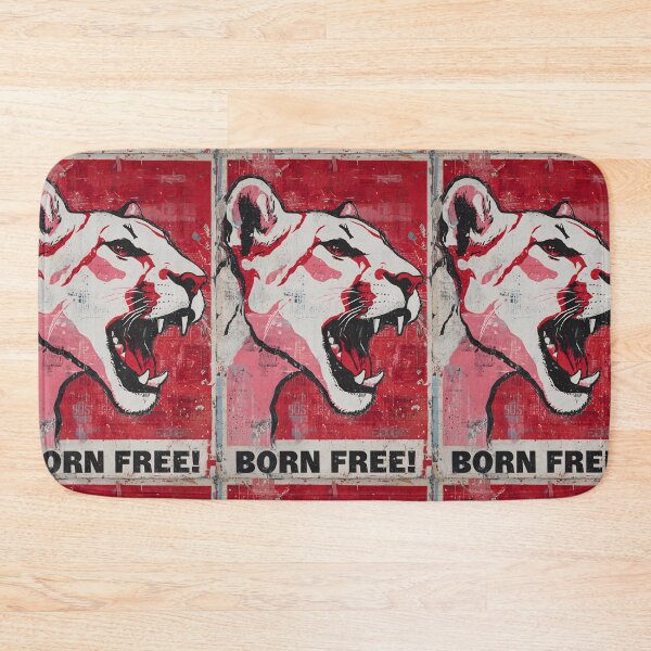 Item preview, Champion Wildlife Freedom with a Roaring Lion in Bold Red and White Born Free Campaign Art designed and sold by OlfactoART Studio.
