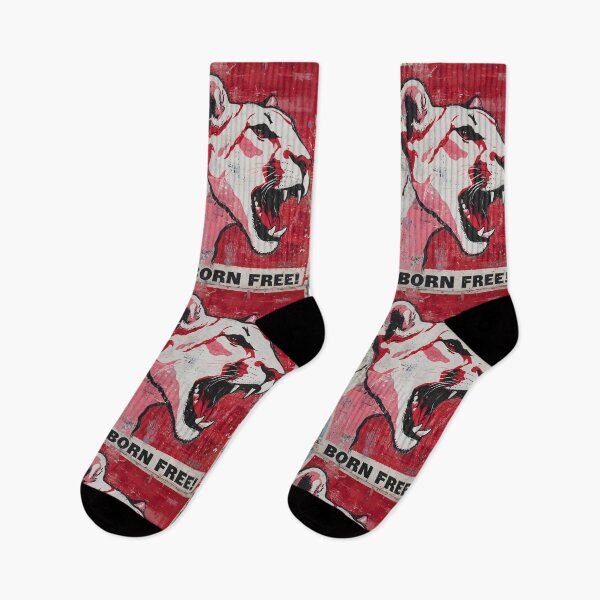Item preview, Champion Wildlife Freedom with a Roaring Lion in Bold Red and White Born Free Campaign Art designed and sold by OlfactoART Studio.