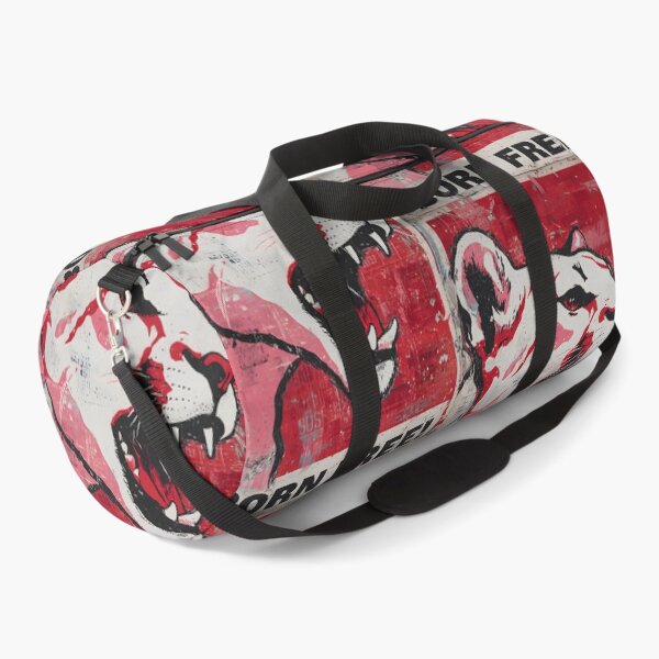 Item preview, Champion Wildlife Freedom with a Roaring Lion in Bold Red and White Born Free Campaign Art designed and sold by OlfactoART Studio.