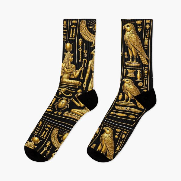 Item preview, Ancient Egyptian Symbols art: Golden Falcon, Ankh & Sacred Cobra Art designed and sold by GulfSignature.