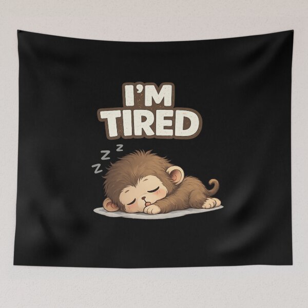 Item preview, Cute I'm Tired Sleeping Monkey Funny Meme designed and sold by PlynGraphics.