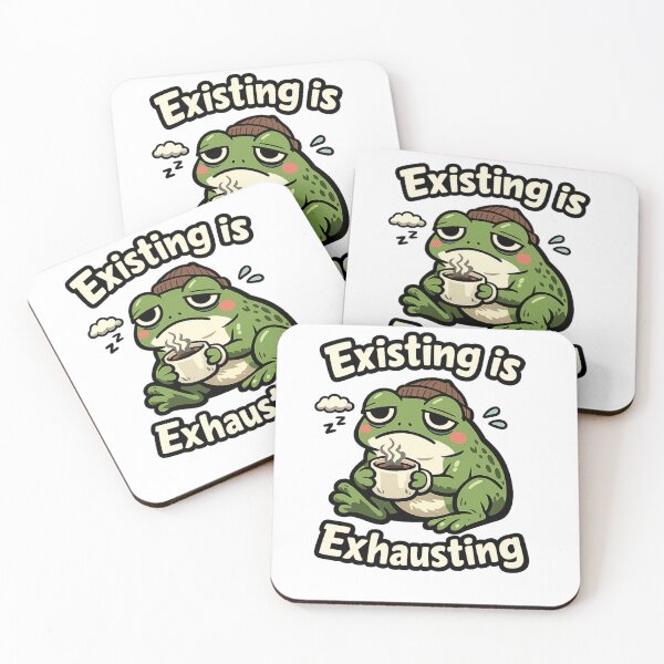 Item preview, Existentially Tired Frog With Coffee Humor designed and sold by EpicwaveDesigns.