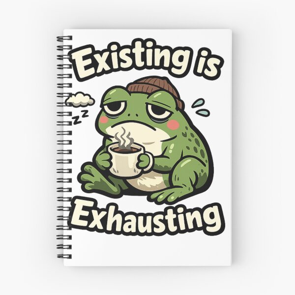 Item preview, Existentially Tired Frog With Coffee Humor designed and sold by EpicwaveDesigns.