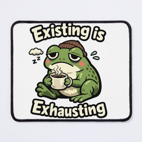 Item preview, Existentially Tired Frog With Coffee Humor designed and sold by EpicwaveDesigns.