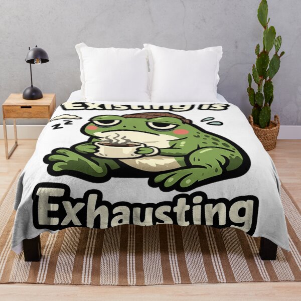 Item preview, Existentially Tired Frog With Coffee Humor designed and sold by EpicwaveDesigns.