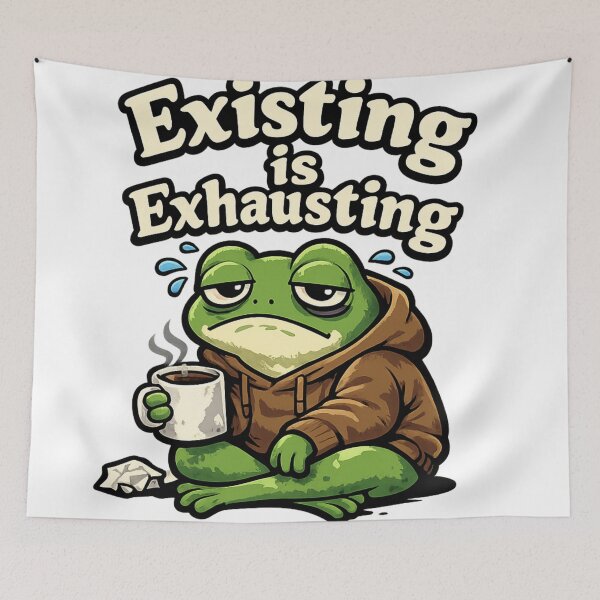 Item preview, Burnt Out Frog Coffee Mood Illustration designed and sold by EpicwaveDesigns.