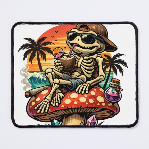 Item preview, Chill Skeleton On Psychedelic Mushroom Sunset designed and sold by EpicwaveDesigns.