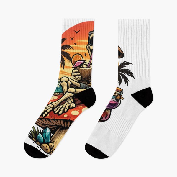 Item preview, Chill Skeleton On Psychedelic Mushroom Sunset designed and sold by EpicwaveDesigns.
