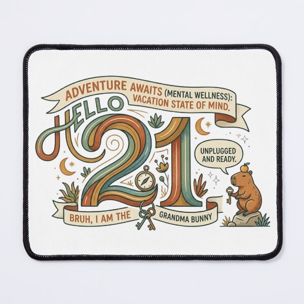 Item preview, Hello 21 Retro Birthday – Adventure Awaits Funny Grandma Bunny designed and sold by Wear Sculpt.