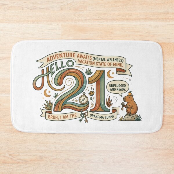 Item preview, Hello 21 Retro Birthday – Adventure Awaits Funny Grandma Bunny designed and sold by Wear Sculpt.