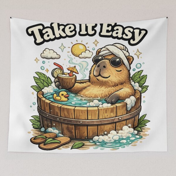 Item preview, Relaxed Capybara Spa Day Zen Illustration designed and sold by EpicwaveDesigns.