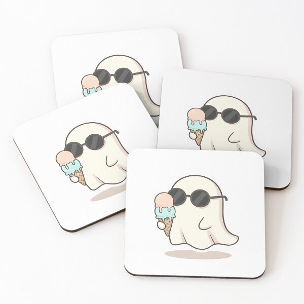 Item preview, Cool Ghost With Ice Cream – Kawaii Summer Ghost Illustration designed and sold by Biwbiwty.