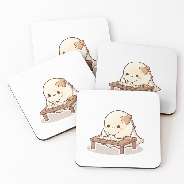 Item preview, Cute Study Ghost Writing in Notebook – Cozy Kawaii Ghost Aesthetic Sticker designed and sold by Biwbiwty.