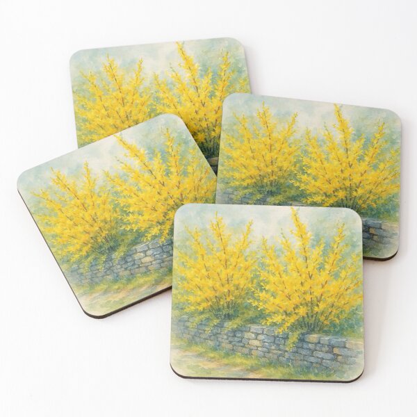 Item preview, Forsythia by the wall designed and sold by TinCatOutPost.