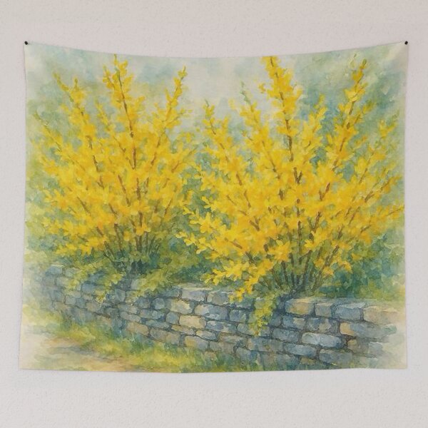 Item preview, Forsythia by the wall designed and sold by TinCatOutPost.